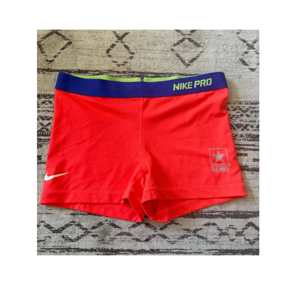 NIKE Pro Women Neon Shorts US ARMY Logo Large